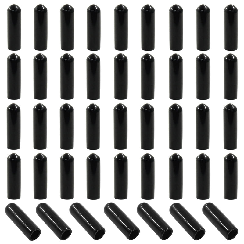 60PCS Vinyl Flexible Rubber End Caps, 6mm ID ID Bolt Screw Thread Protectors (Black) Black 60