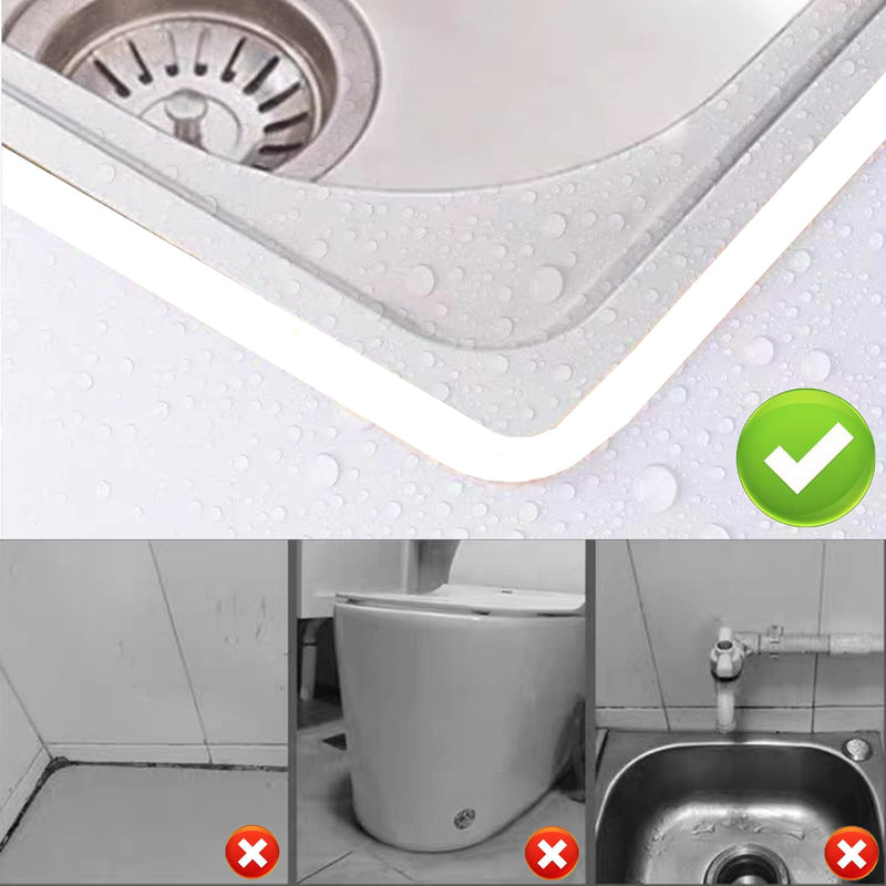 Ceiling Molding Peel and Stick, Self Adhesive Flexible Trim Caulk Tape Sealant Strip for Stove Sink Toilet Wall Corner Tile Edge Bathroom Kitchen (White) White