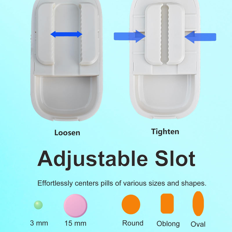 Pill Cutter for Cutting Multiple Pills, 1/2 1/4 Pill Splitter for Large, Small and Tiny Pills, with Improved Sharp Blade, Adjustable Centering Device 1/4 Cream