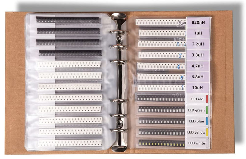 SMD 0805 Book, Resistors, Capacitors, Transistors, Diodes SMT Electronic Components Assortment - 5435 pcs 0805 SMD Book