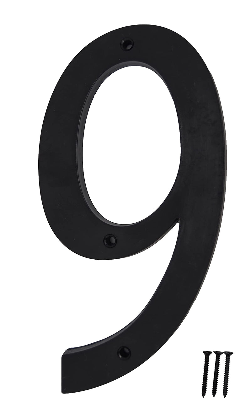 6 Inch House Home Address Street Numbers for Outdoor Indoor Exterior Building Apartment Yard Black Plastic, UV Resistant Number 0-9 Letter A-G (9) 9