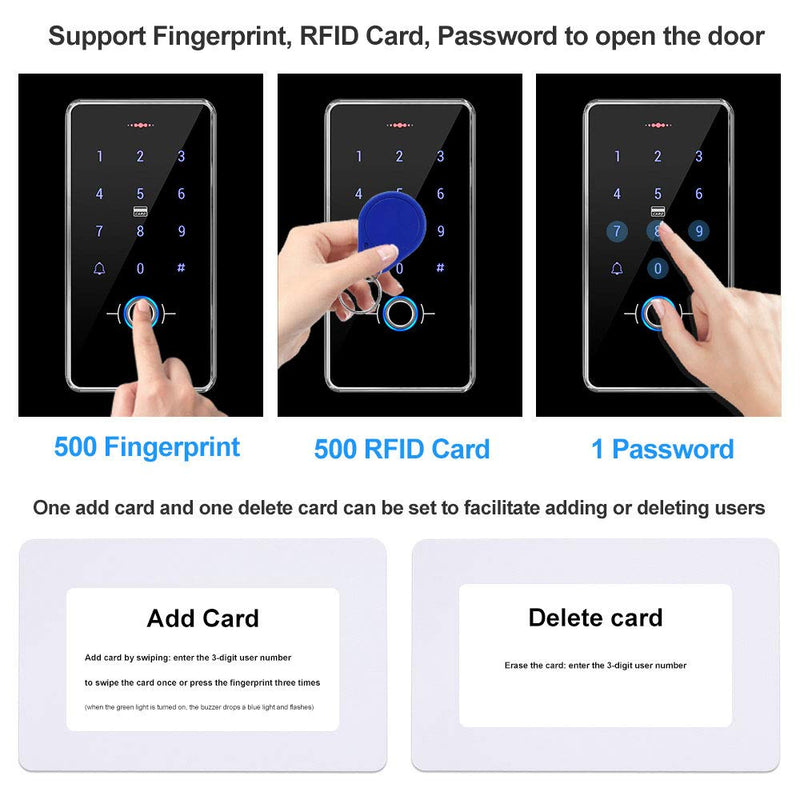 Fingerprint Access Control System Kit, Fully RFID Keypad with Upgraded 180KG Magnetic Lock and Professional Power Supply, for Door Security, Outdoor Multicolor HERNAS-180KGL F20