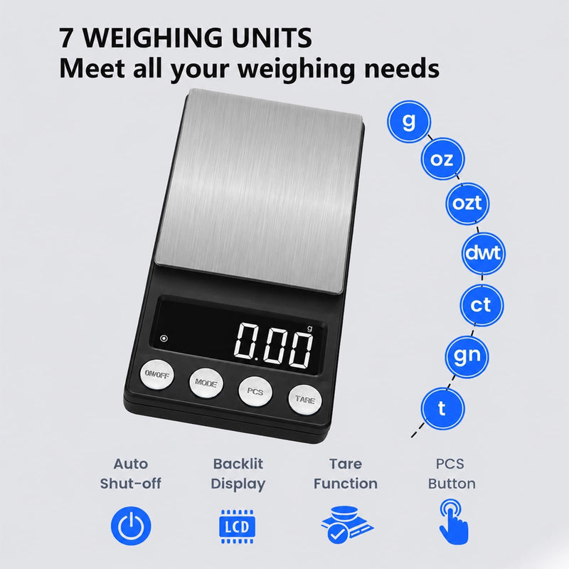 GPY Digital Coin Scale 500g x 0.01g Gram Scale 0.01g Accuracy Jewelry Scale | Coin Scale for Coin Collectors Portable Pocket Precision Scale for Gold, Jewerly, Coin, Herb, Powder with Calibration Weight