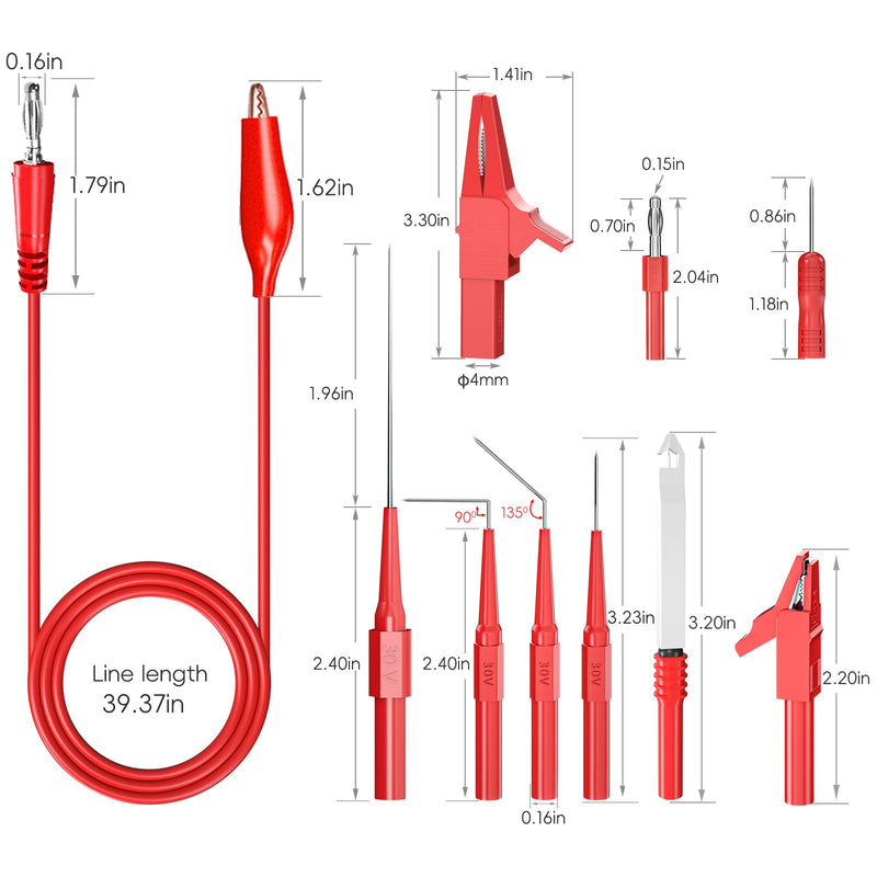 Goupchn Back Probe Kit 44PCS Banana Plug to Copper Alligator Clips Test Leads Kit with Alligator Clips, Wire Piercing Probes Set, 4mm Banana Plug Adapter for for Car Repairing Automotive Diagnostic
