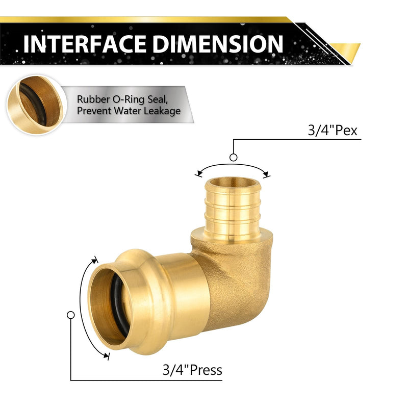 10 Pack FOSKAN Copper Press PEX Elbow, 3/4" Press x 3/4" PEX Crimp 10 3/4"press x 3/4"pex
