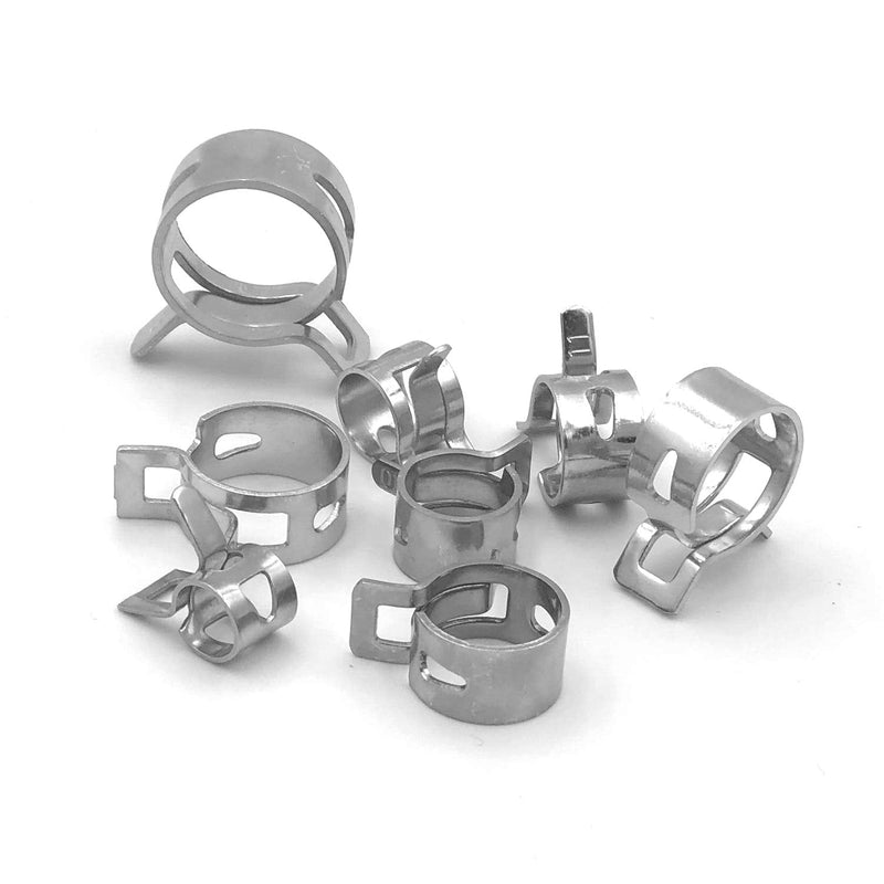 ISPINNER 80pcs Spring Band Type Fuel/Silicone Vacuum Hose Pipe Clamp, 7mm-18mm Low Pressure Air Clip Clamp 7mm 9mm 10mm 11mm 14mm 16mm 17mm 18mm (Silver) Silver