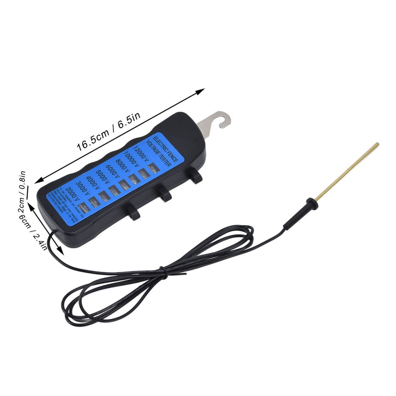 12KV Electric Fence Voltage Tester, ABS Electric Fence Fault Finder with Copper Rod, Farming Equipment Portable Testing Tool with 8 Neon Indicator Lights, 2000-12000V