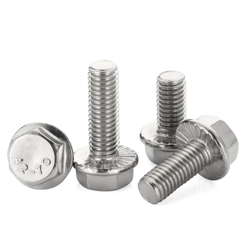 1/4-20 x 1 Flanged Hex Head Bolts Flange Hexagon Screws, Stainless Steel A2, DIN 6921, 25 PCS 1/4-20 x 1"