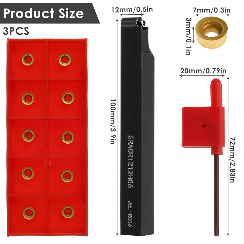 33pcs 1/2" 12mm Metal Lathe Tools Tool Holder Boring Bar Wrench Including 30 Pcs Carbide Inserts 3 Wrench SRACR1212H06 Professional Metal Lathe Cutting Tools (3Set-SRACR1212H06) 3 Set