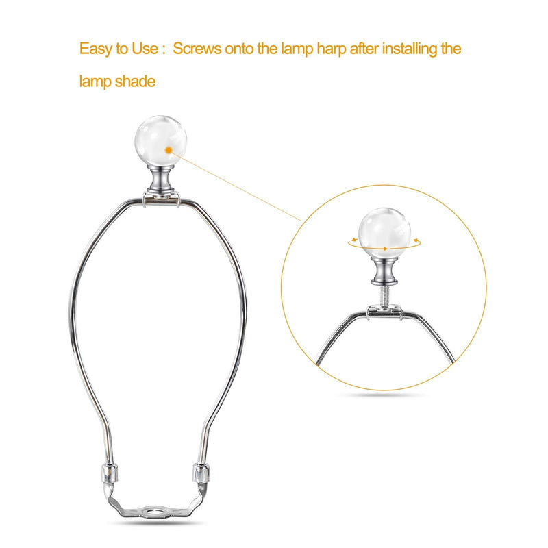 【2 Pack】PEESIN Lamp Finials, 1/4-27 Inch Threaded Base Glass Ball Lamp Finials Decorative, Finials for Lamps with Chrome Base, Lamp Shade Screw Cap for Table or Floor Lamps Clear Glass Finials