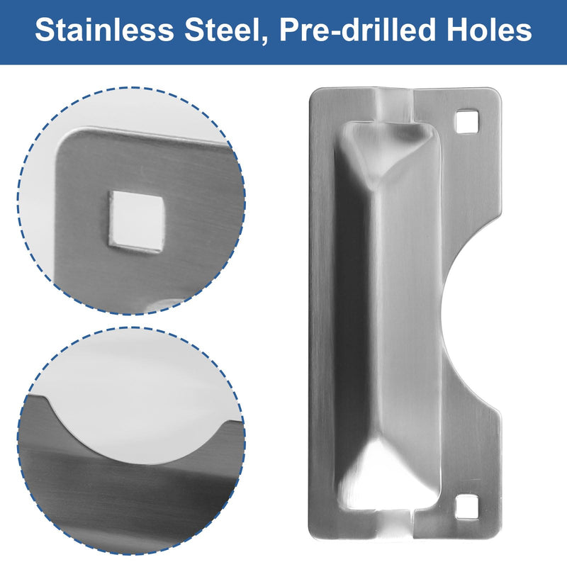 Latch Guard Plate Cover U 9496 Replacement for Prime-Line Door Latch Guard, 3 in x 7 in Stainless Steel Door Security Strike Plate Easy to Install on Out-Swinging Doors (2 PCS, Silver 2
