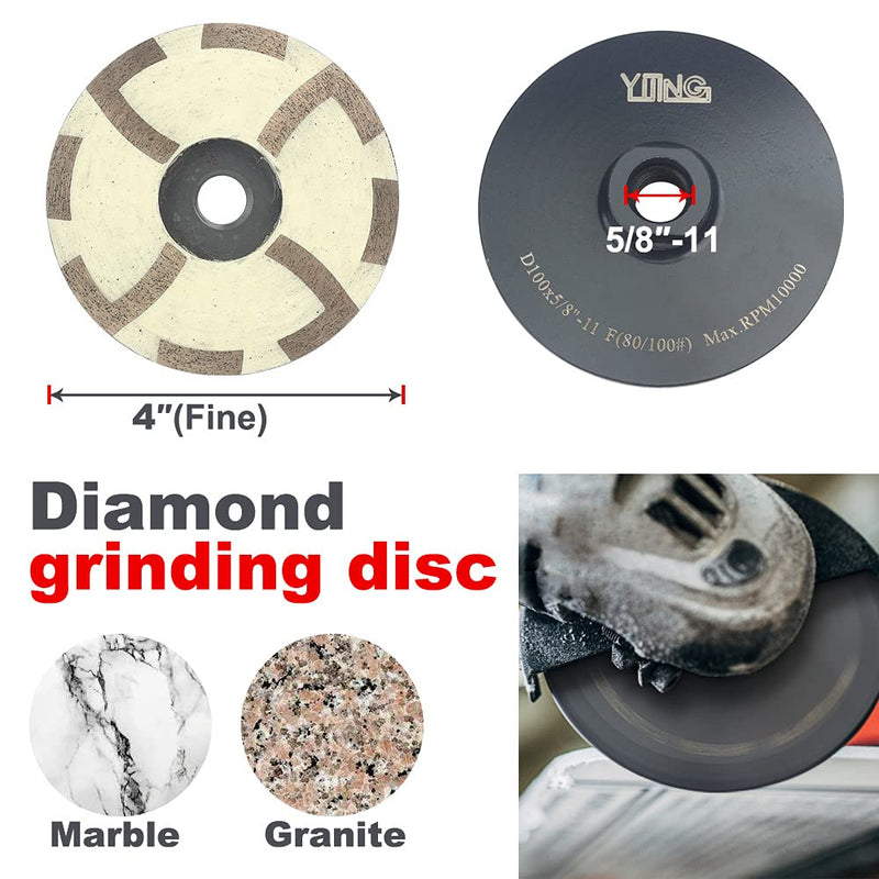 YIJING 4" Diamond Resin Filled Grinding Wheel Diamond Cup Wheel Fine Grit with Thread 5/8"-11 for Grinding Stone,Concrete