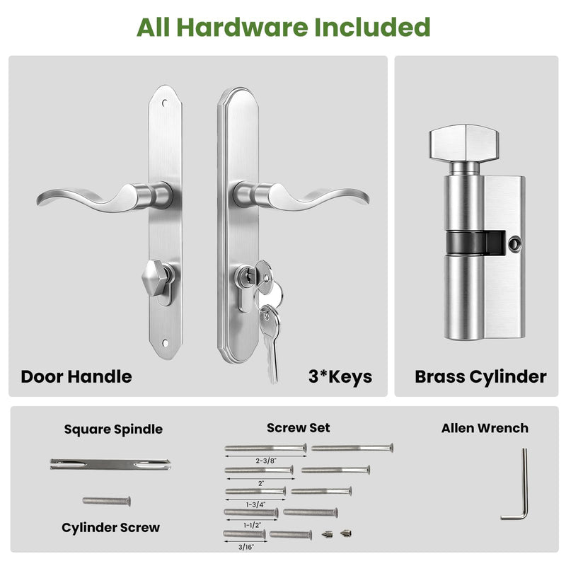 Storm Door Handle Replacement, Screen Door Handle Complete Set,Satin Nickel Satin Nickel