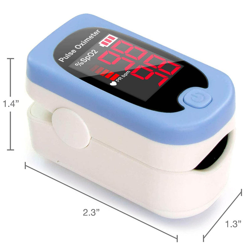 HealthSmart Pulse Oximeter for Fingertip, Displays Blood Oxygen Saturation & Pulse Rate, Accurate & Reliable, Batteries & Lanyard Included Red OLED ONE SIZE