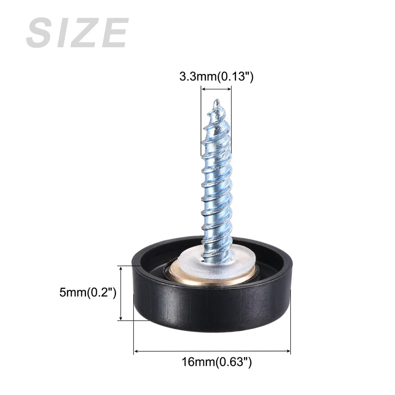 METALLIXITY Mirror Screws (16mm/0.63") 12Pcs, Decorative Cover Cap Nails Brushed - for Sign Advertising Hardware, Construction, Black 16mm