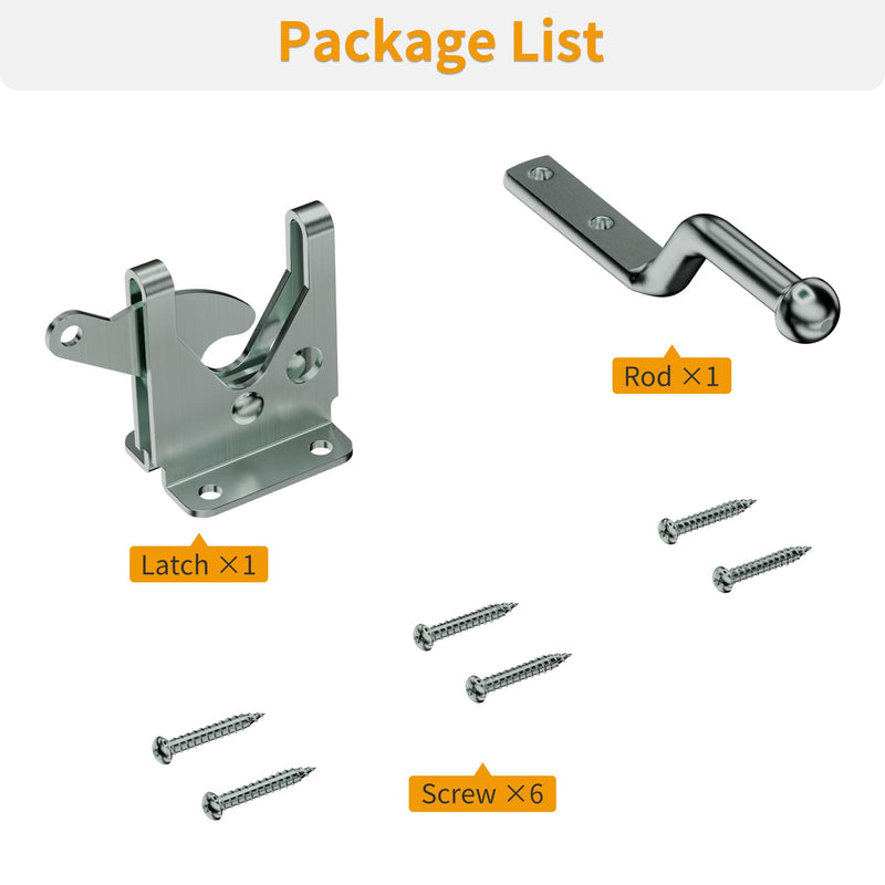 4 Pack Heavy-Duty Self-Locking Gate Latch for Wood Fence Gate - Automatic Gravity Lever, 4.6in, Durable Steel Sincere, in Sleek,Automatic Gate Latch in Galvanized Silver 4 Pack