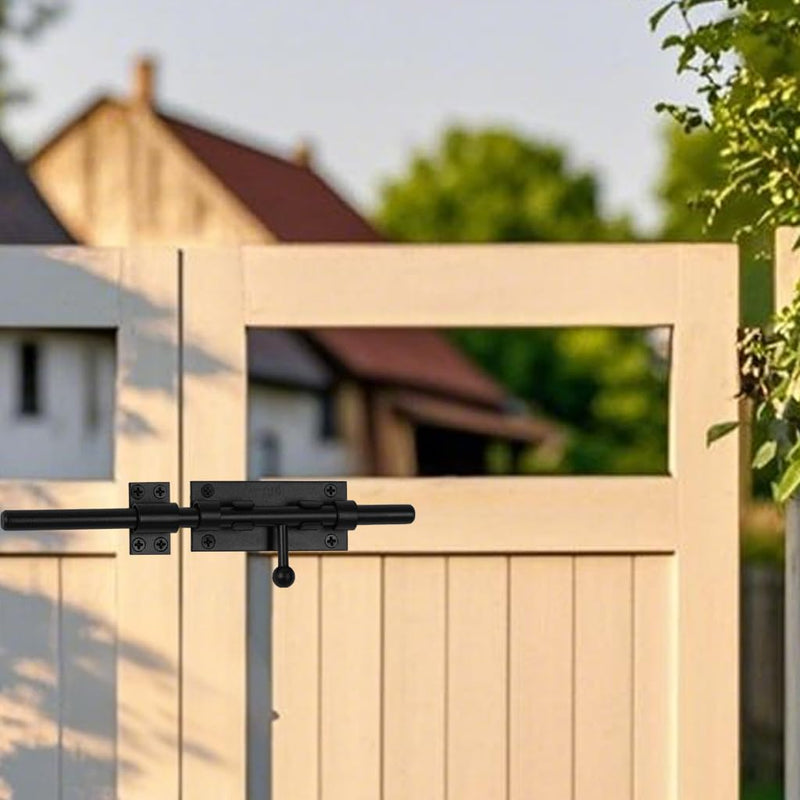 Barrel Bolt Latch 12 Inch Black Cane Bolt Heavy Duty Gate Latch 304 Stainless Steel Hardware for Outdoor Fence Wooden Gates Barn Door Inside Door Black 1 Pack
