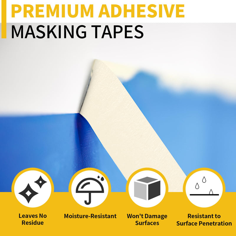 Masking Tape, 0.75 inch Wide Painters Tape, 4 Pack Strong Adhesive Labeling Tape, Beige White, 55 Yards per Roll (220 Total Yards) for Home, Office, Labeling, School, DIY, and Crafts 0.75 Inch x 55 Yards x 4 Rolls