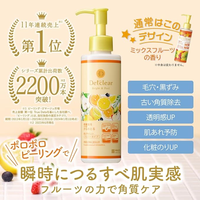 DET Clear Bright & Peel Peeling Jelly, Mixed Fruit Scent, 6.1 fl oz (180 ml), Made in Japan, Exfoliating / Pore Care - NewNest Australia