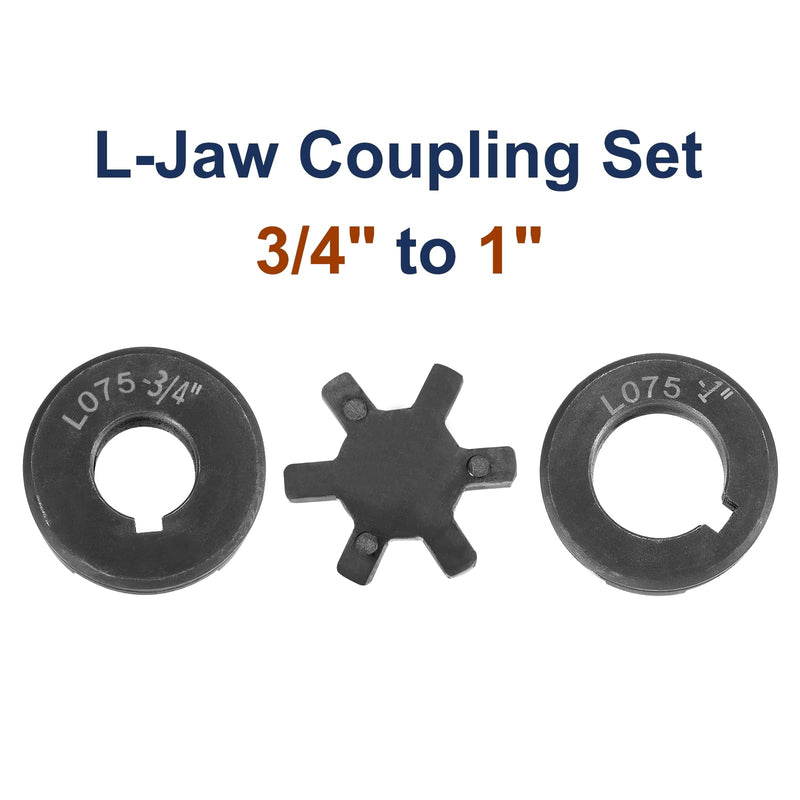 uxcell 3/4" to 1" L075 Flexible 3-Piece L-Jaw Coupling Coupler Set & Buna-N NBR Rubber Spider for Log Splitter Hybrid Equipment
