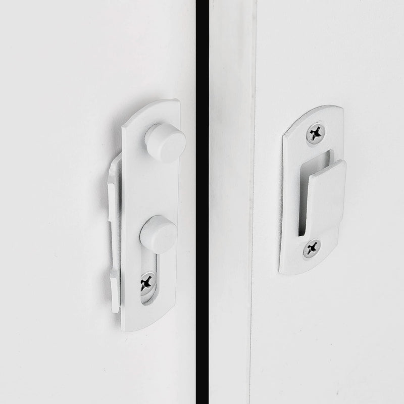 2 Packs Barn Door Latches，2.75” x 2.02” Matte White Stainless Steel barn gate flip Door Latch Bi-fold Door Lock,Sliding Door Lock Gate Latches Wine Cabinet Closet Door Latches，White Finish Small_Matte White_2 Pack