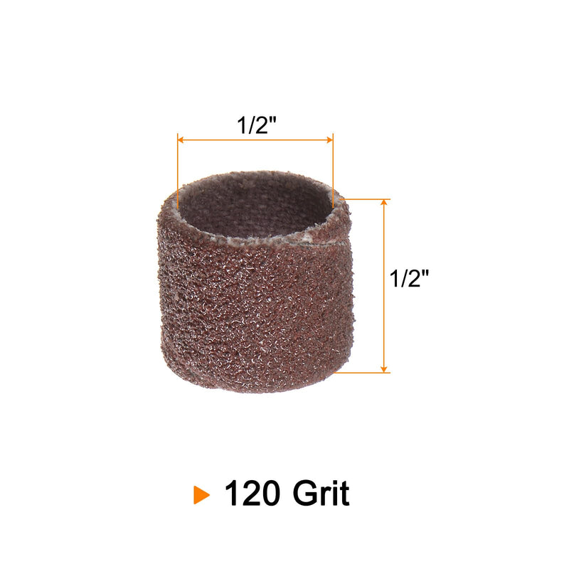 HARFINGTON 50pcs Sanding Drums 1/2 Inch Mini Sanding Sleeves 120 Grit Sanding Bands for Drum Sander Rotary Tools