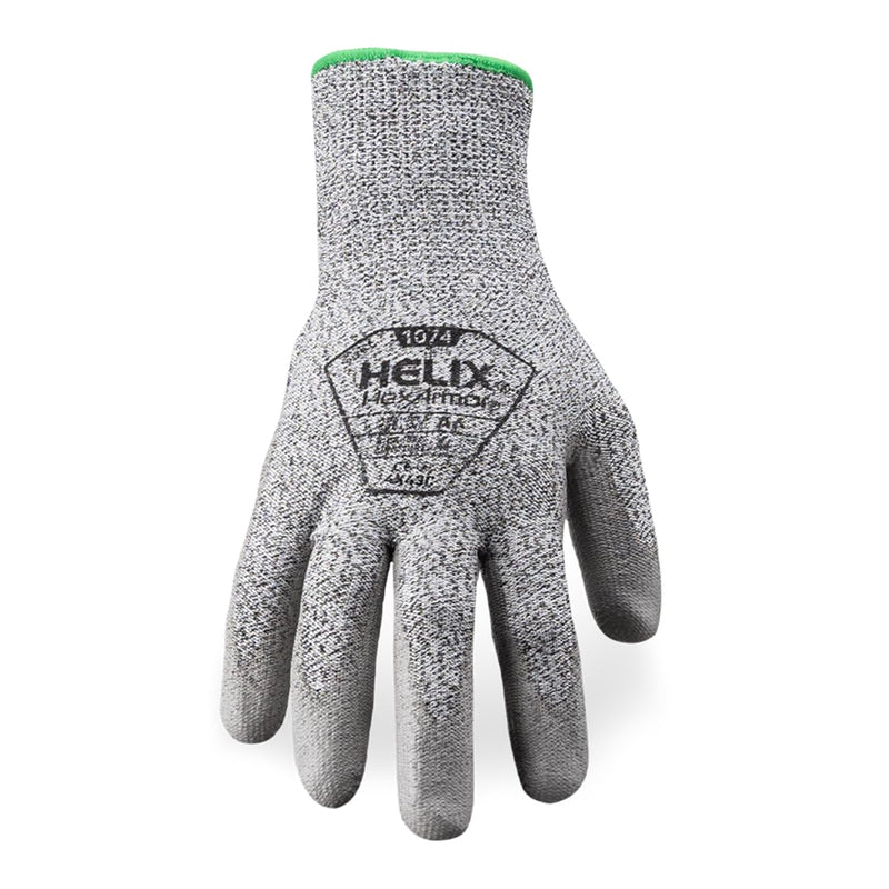 HexArmor | General-Purpose | Abrasion and Cut-Resistant | Breathable | Safety Work Gloves | Helix Series 1074 | A4 Cut-level Polyurethane Palm Medium 12-pack