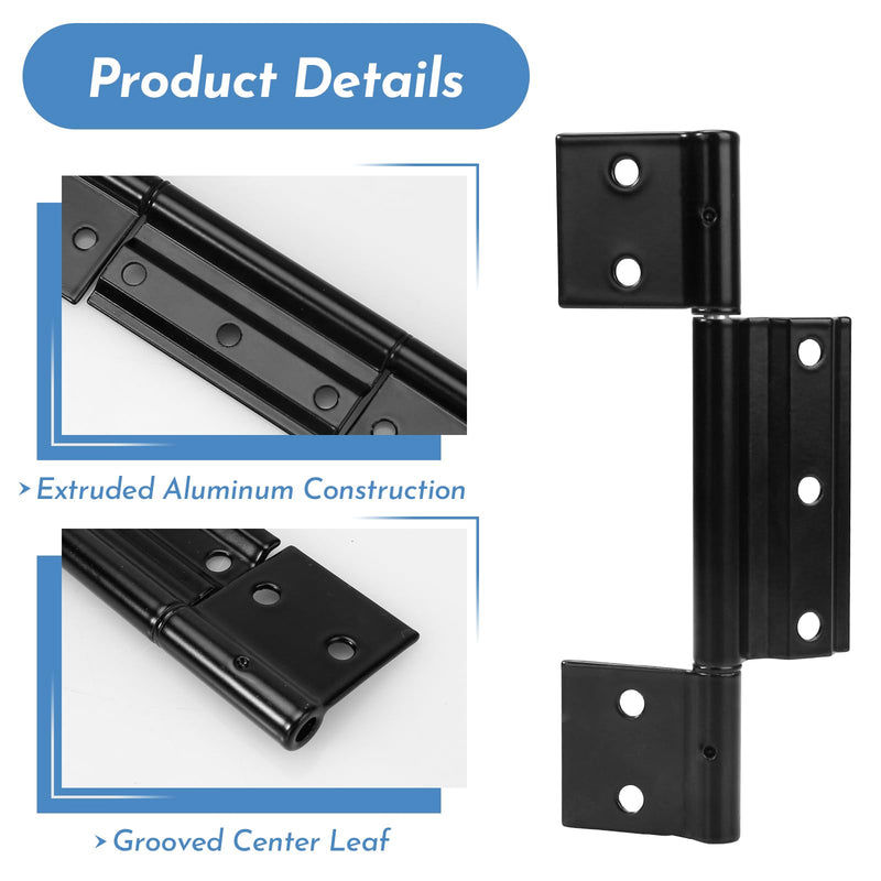 3Pack Black Screen Door Hinges, Aluminum Matte Black Residential Storm Door Hinge 1/8 in Grooved Center fits for Most Screen Doors