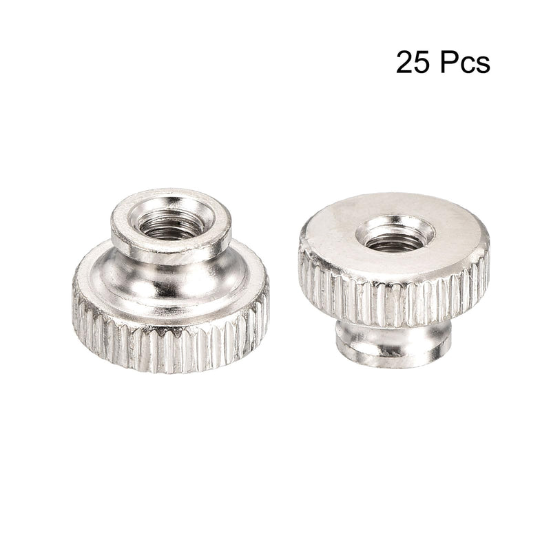 uxcell Knurled Thumb Nut, 25Pcs M4x0.7mm Iron Round Knobs Fasteners for 3D Printer Parts, Silver Tone M4 25