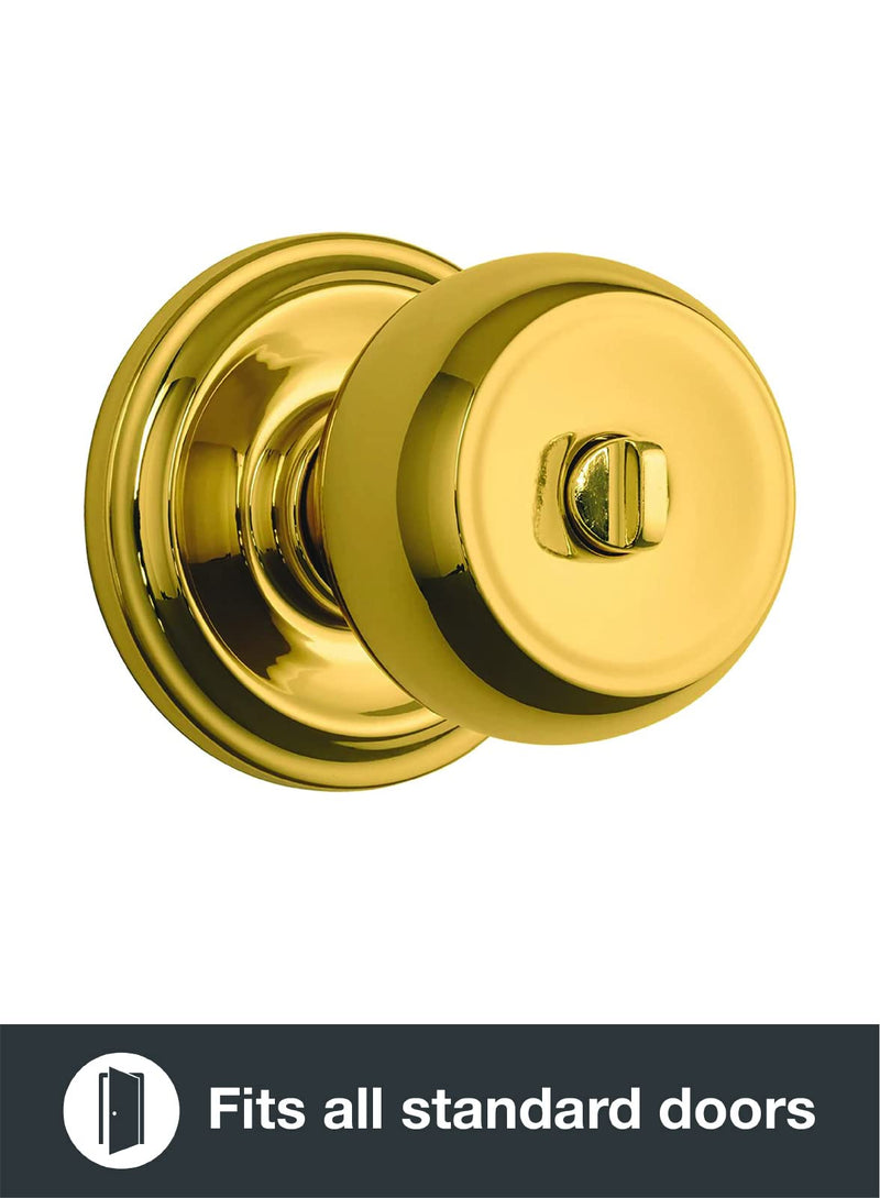 Brinks Push Pull Rotate Door Locks Stafford Privacy Bed/Bath Knob, Polished Brass, 23021-105 Privacy Knob