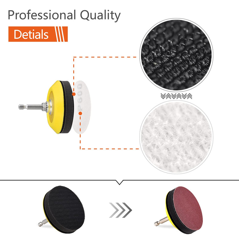 100pcs 3inch Sanding Discs Pad with 2Pcs Sanding Sponge Buffing Blocks Variety Kit for Drill Grinder Rotary Tools Attachment with 1/4" Shanks, Sanding Pads Includes 80-3000 Grit 3in 104Pack