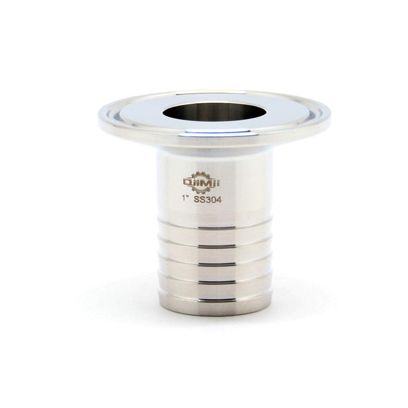 QiiMii SS304 1.5" Tri Clamp to 1" Hose Barbed Adapter Sanitary Hose Pipe Fitting (1 Inch Barb Hose) 1 Inch Barb Hose