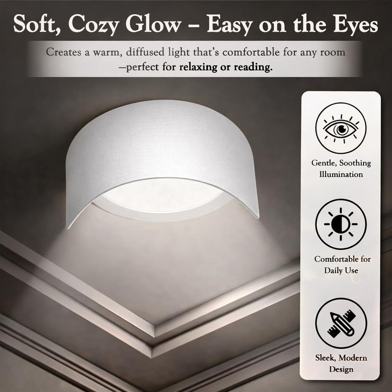 4-Pack 6-Inch Magnetic Recessed Light Half Shields, White Anti-Glare Covers for Ceiling Can Lights, Smooth Rounded Edge, Tool-Free Snap-On