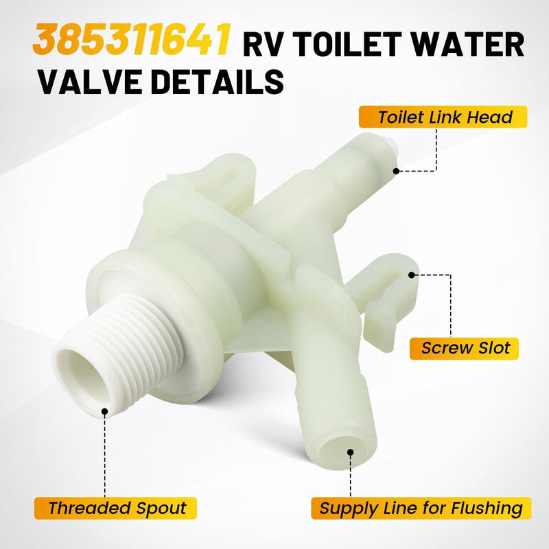 Oyviny Upgraded RV Toilet Water Valve Kit Fit for Dometic 300, 310, 320 Series Toilets, Freeze Resistance & Leakage Resistance, 385311641 Camper Toilet Valve Replacement with 385311658 Flush Ball Seal