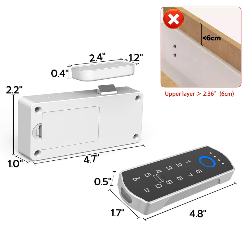 Smart Cabinet Lock with Wireless Remote Control eLinkSmart Fingerprint Password RFID NFC Child Safety Cabinet Lock with APP for Liquor File Drawers Locker Cupboard Closets White+Remote