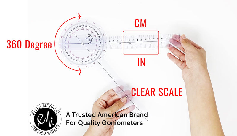 EMI 2-Piece Goniometer Set – 12" Goniometer and Finger Goniometer for Physical Therapy and Range of Motion Measurement