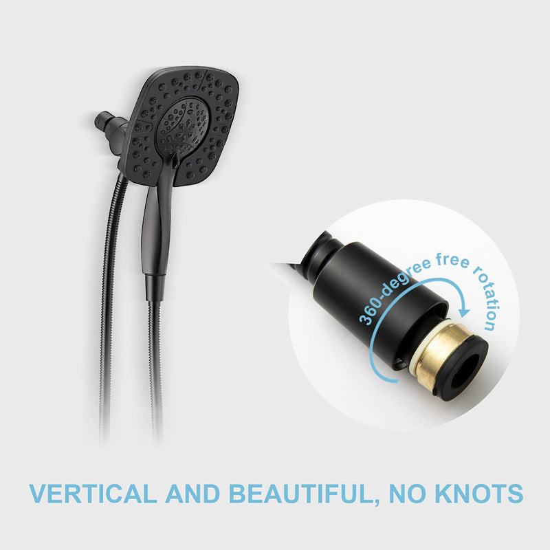OFFO Shower Hose, Kink Free Stainless Steel Shower Hose Attachment Electroplating Handheld Shower Head Hose Flex Hoses Extension with Brass Insert & Nut for Pet Bathing Cleaning 60 Inch, Matte Black 60 Inches
