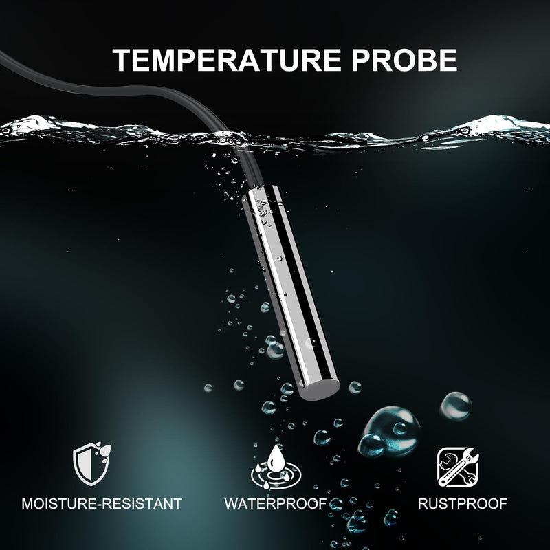 DROK 10K Temperature Sensor Probe, 10pcs 1 Meter Waterproof Temp Sensor Probe, Stainless Steel 3950 NTC Temp Sensor Probe, Digital Temperature Transmitter Extension Cable 1-Meter/3.28ft 10
