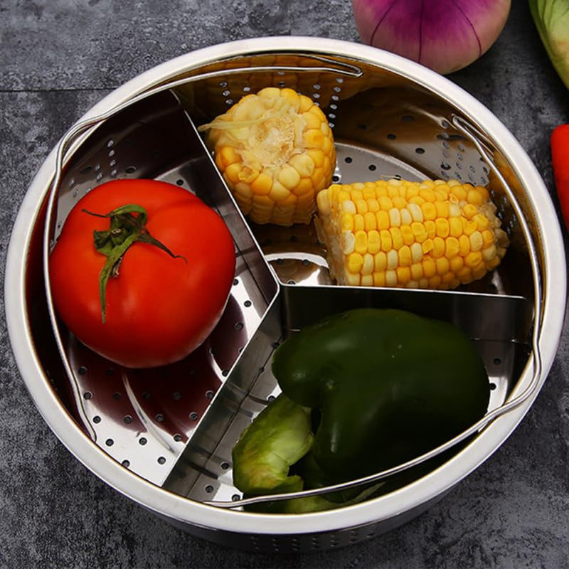 Stainless Steel Steamer Basket with Trivet Rack 8.26 Inch Food Steamer Pot Accessory for Rice Vegetables Seafood Buns Dumplings Kitchen Cooking