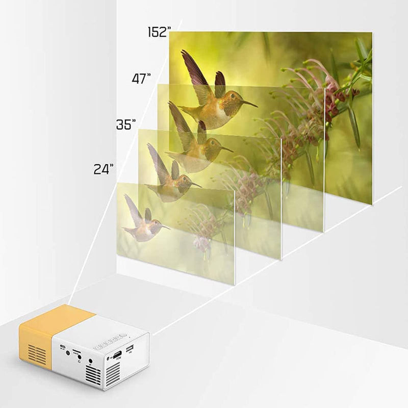 HD Portable Movie Projector with HDMI USB, 60inch Home Theater Support for Smartphone, TV Box, 200 Compact Design for Outdoor Camping and Presentations