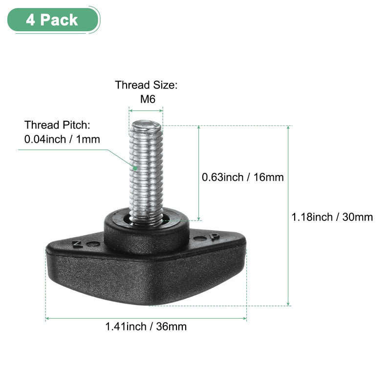4-Pack Thumb Screws, M6x16mm Tee Wing Knobs, Plastic T Handles Clamping Knob for Woodworking/Machinery/Equipment, Tightening Thread Thumbscrew [Black] 4