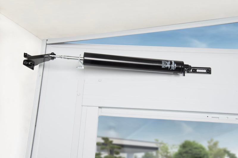 Wright Products Pneumatic Storm Door Closer & Push Button Latch Combo Kit – Adjustable, Smooth-Closing with Hold-Open Feature (Modern, Black) Modern