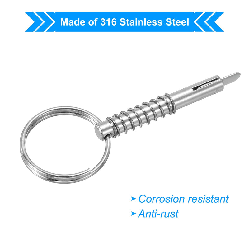 PATIKIL 316 Stainless Steel Quick Release Pin Bimini Top Pin Boat Marine Hardware with Drop Cam & Spring for Deck Boat Bimini Top 2 x 0.25 x 1.6 inch