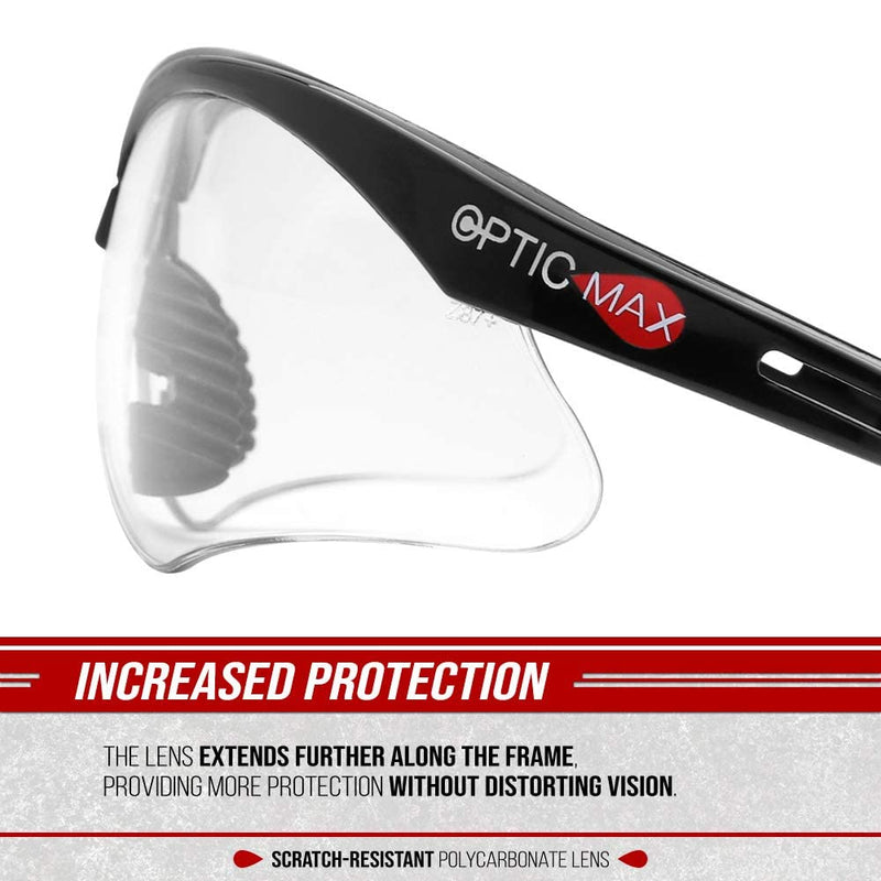 Glove Station Optic Max Safety Glasses for Men & Women, Scratch-Resistant Eye Protection for Shooting, Hunting & Construction Clear 12 Pair