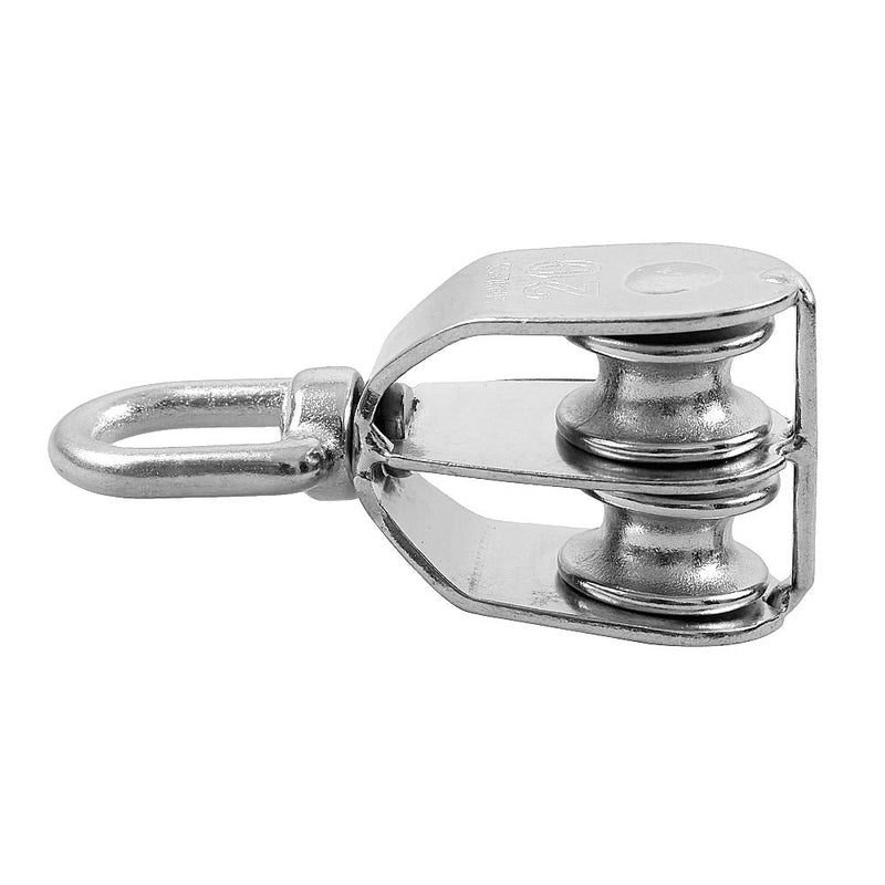 Rocaris 4 Pack Stainless Steel Wire Rope Crane Double Pulley Block M20 Lifting Crane Swivel Hook Single Pulley Block Hanging Wire Towing Wheel M20-4 Pcs