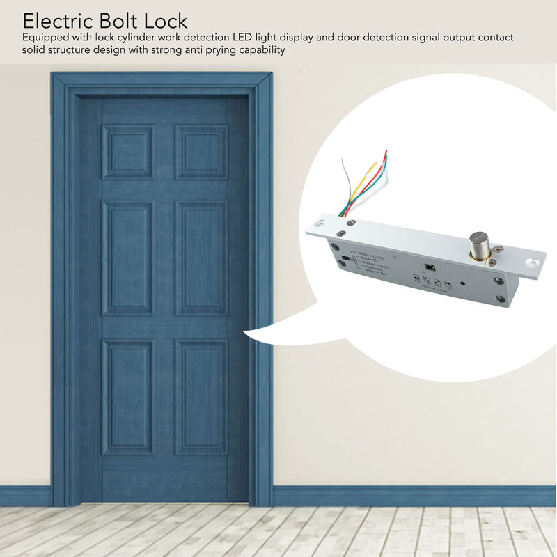 FILFEEL DC 12V 5 Lines Electric Bolt Lock, Narrow Deadbolt Drop Bolt with Time Delay LED Display for Door Entry Access Control (Power Off Lock) Power Off Lock