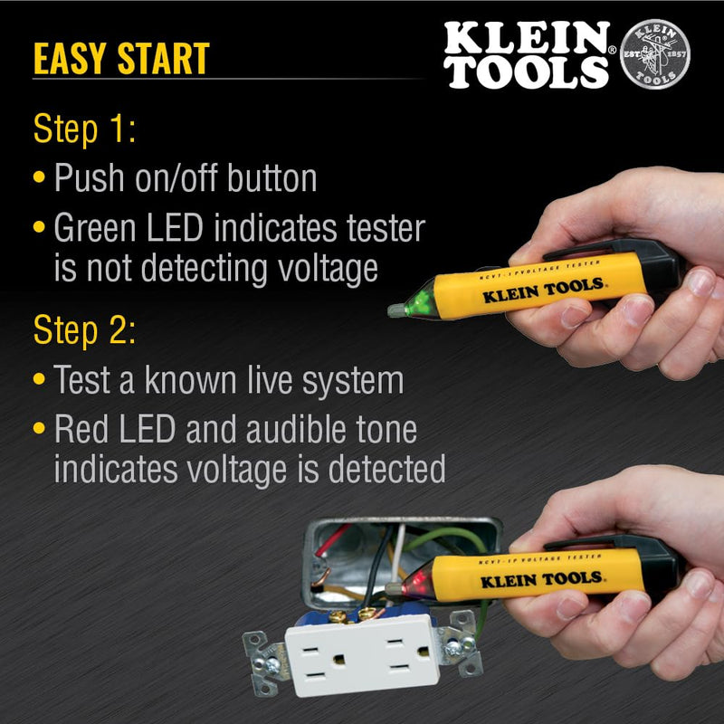 Klein Tools NCVT1PKIT Electrical Tester Kit with Non-Contact Low Voltage Tester, 50 to 1000V AC and GFCI Receptacle Tester, 2-Piece NCVT Kit