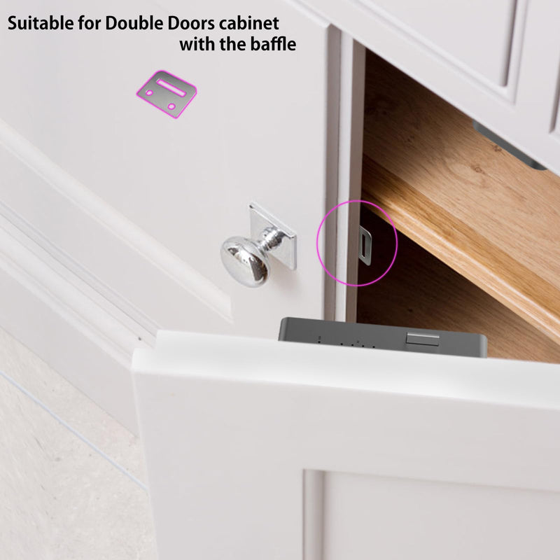 Cabinet Lock NFC RFID Card eLinkSmart Slim Hidden Drawer Lock for Child Safety Cupboard Door Liquor File Kitchen Pantry Furniture Double-Layer Drawer No Drilling Required Black Slim-Black