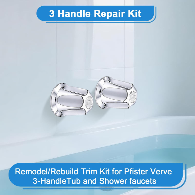 2 Piece Shower Knobs Replacement Kit, Compatible with Pfister Shower Valve Polished Chrome
