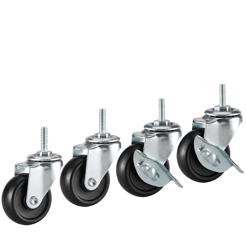 Caster Wheels 2 inch, Casters Set of 4 Heavy Duty, Casters for Wire Shelving, Wire Shelf Wheels, Rubber Stem Casters Rack Wheels, 1/4 Caster Wheels for Shelves 2"